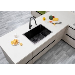 Aqu Gun Metal Handmade Single Bowl Kitchen Sink 600*450*300mmH
